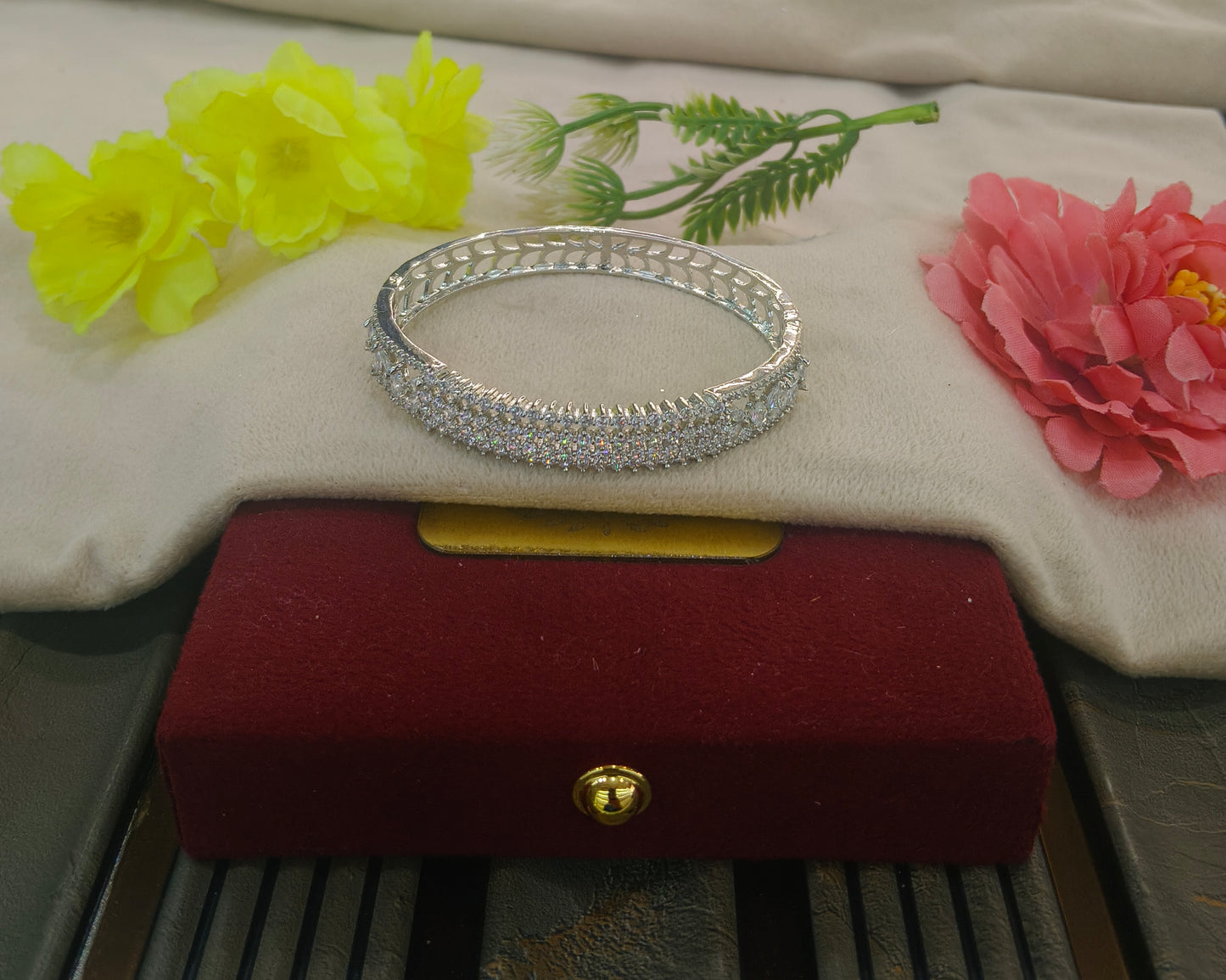 Banita Silver American Diamond Bracelets (Openable)