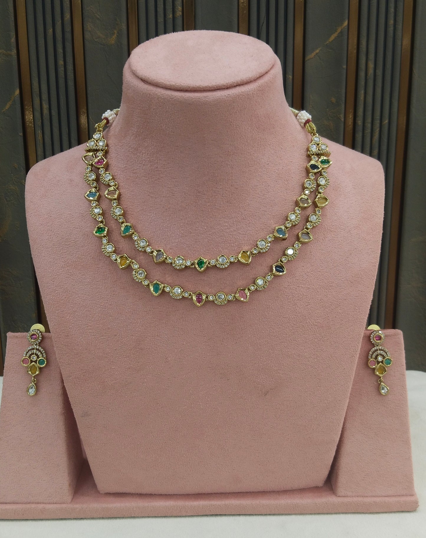 Antique Multi Color Kundan Necklace Jewellery Juna Set