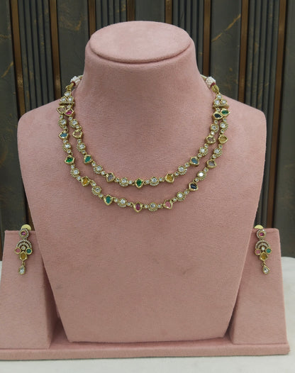 Antique Multi Color Kundan Necklace Jewellery Juna Set