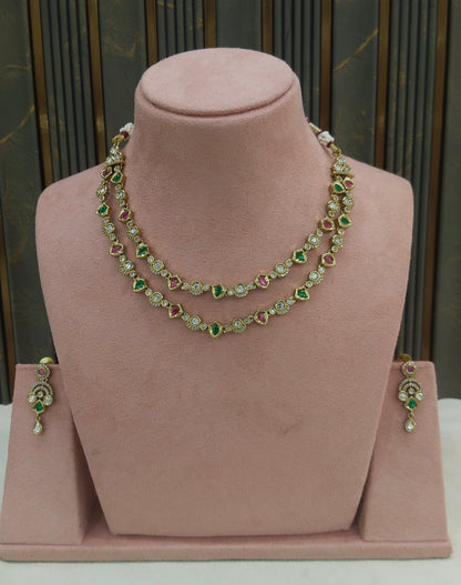 Antique Ruby Green Kundan Necklace Jewellery Juna Set