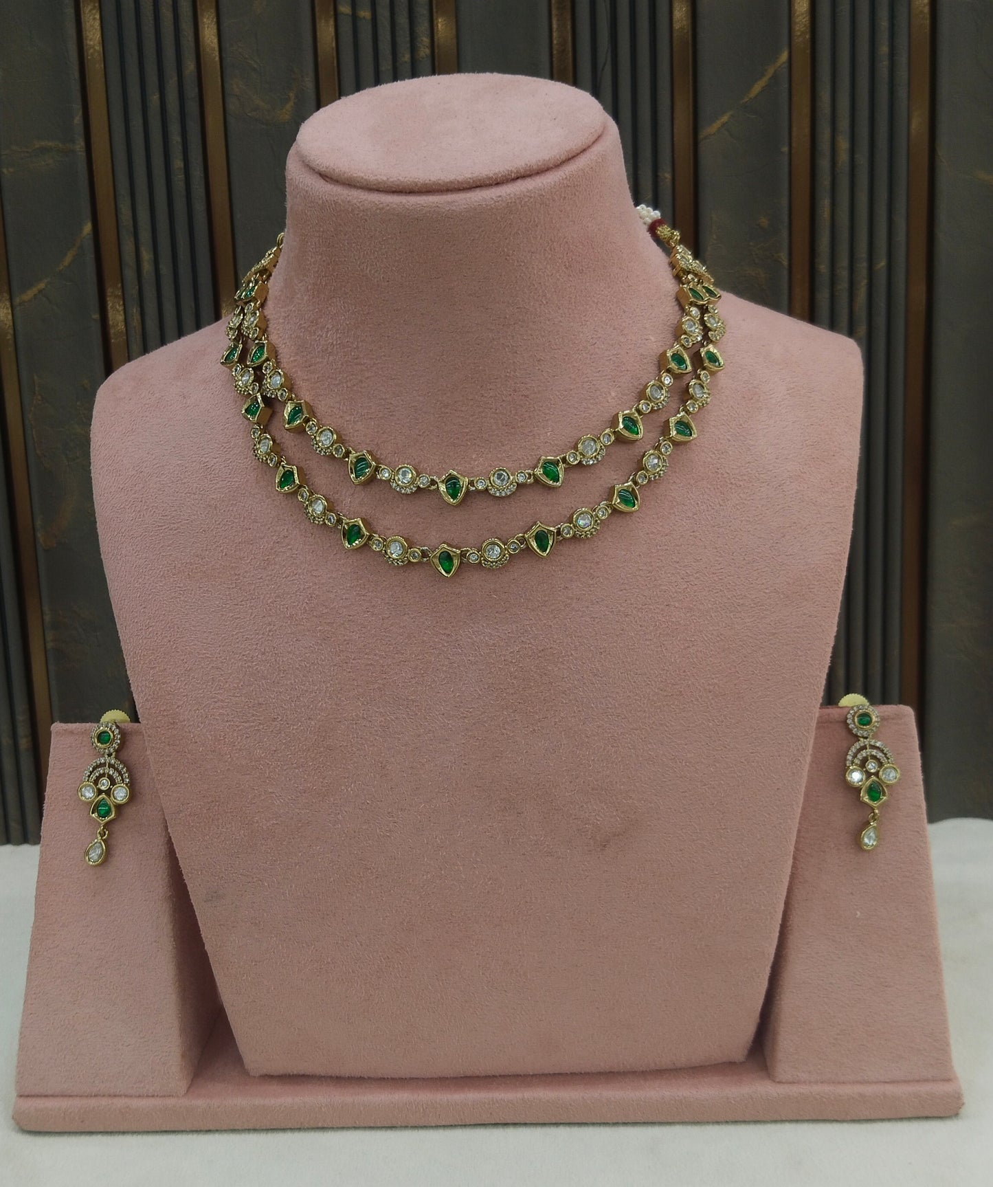 Antique Green Kundan Necklace Jewellery Juna Set