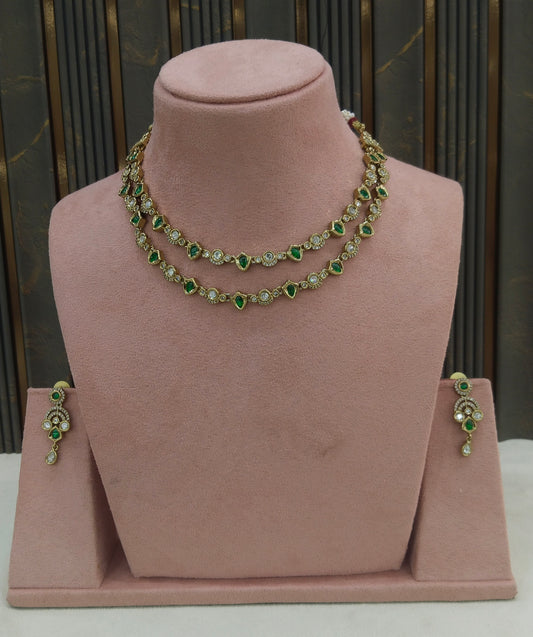Antique Green Kundan Necklace Jewellery Juna Set