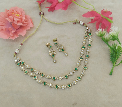 Antique Green Kundan Necklace Jewellery Juna Set
