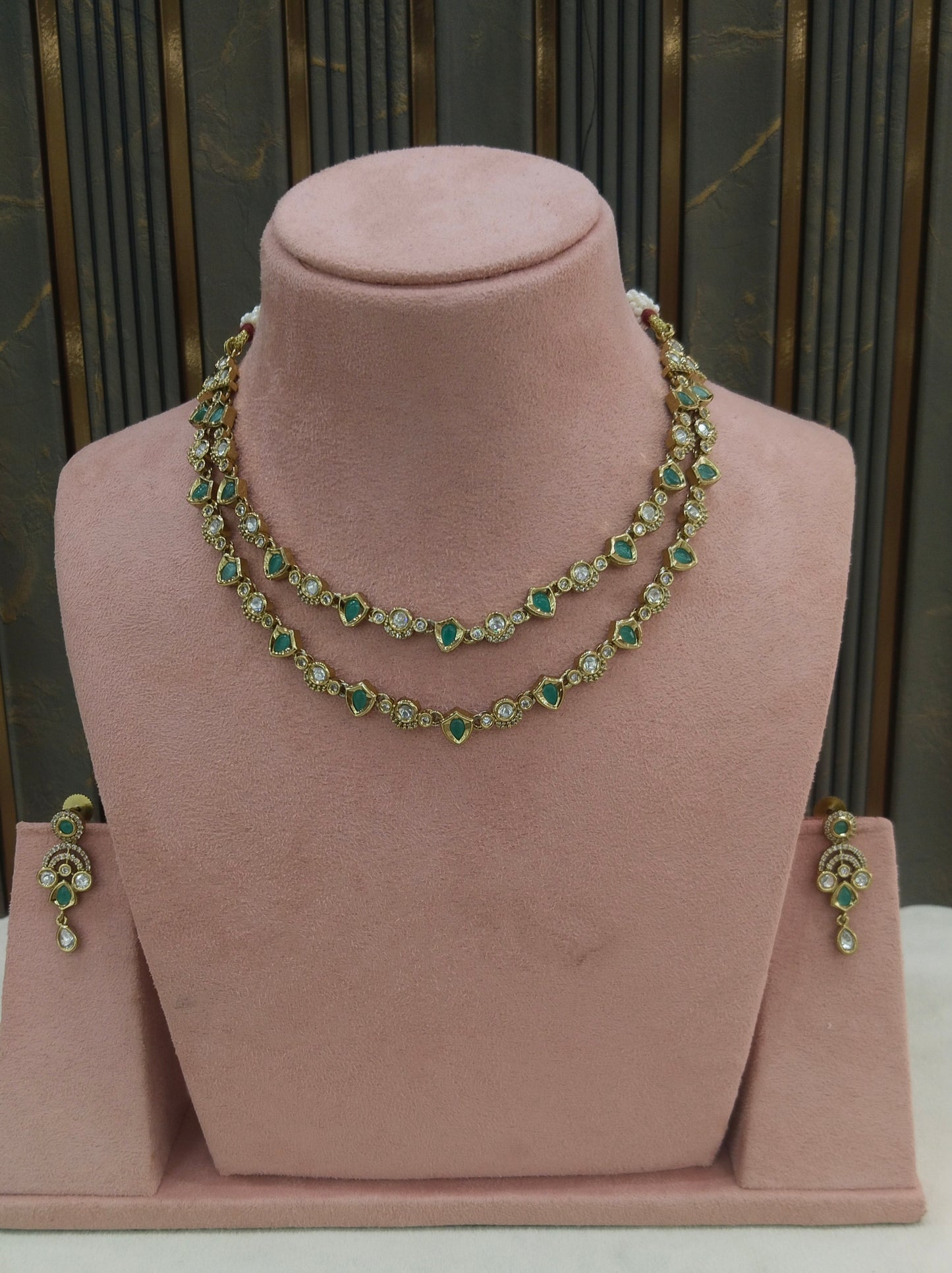 Antique Mint Kundan Necklace Jewellery Juna Set