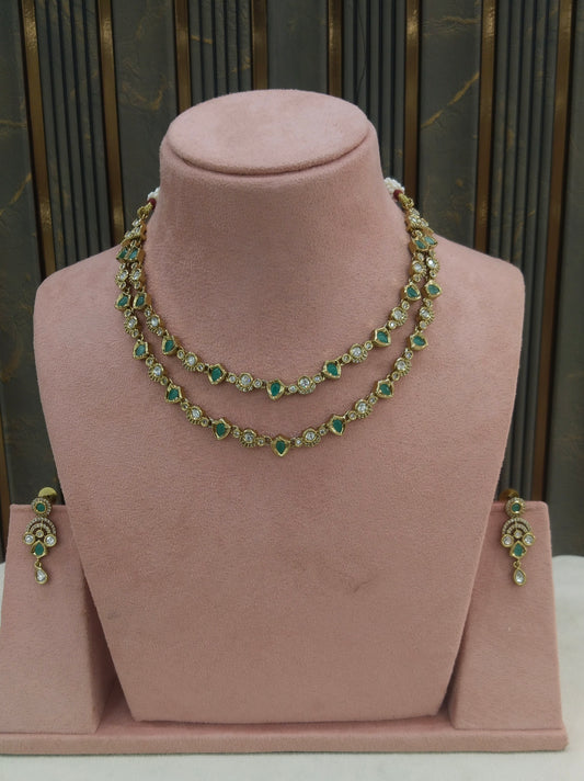 Antique Mint Kundan Necklace Jewellery Juna Set