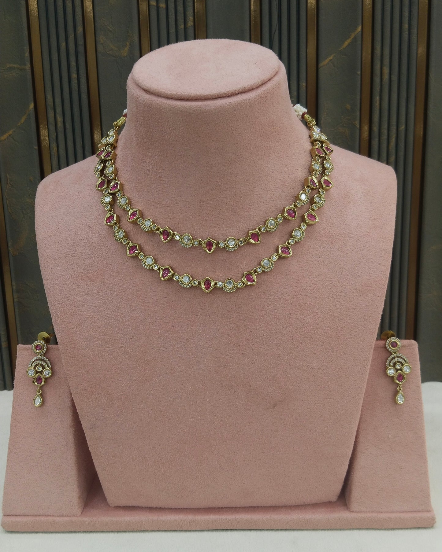 Antique Ruby Kundan Necklace Jewellery Juna Set