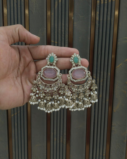 Antique Gold Mint Pink Bollywood Joye Earrings