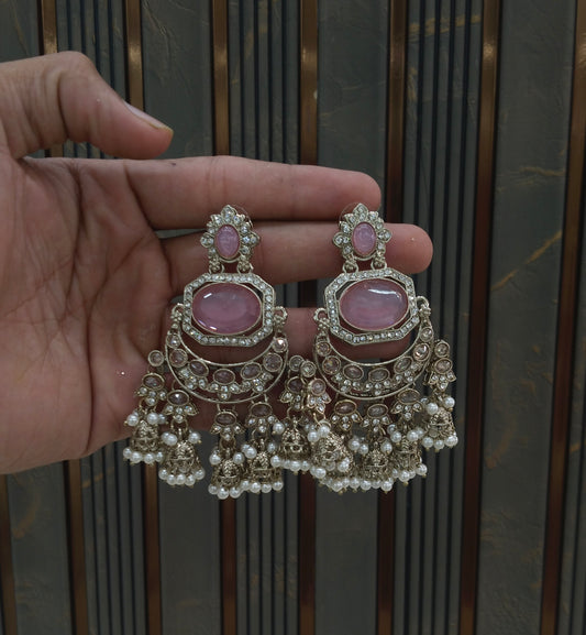 Antique Gold Pink Bollywood Joye Earrings