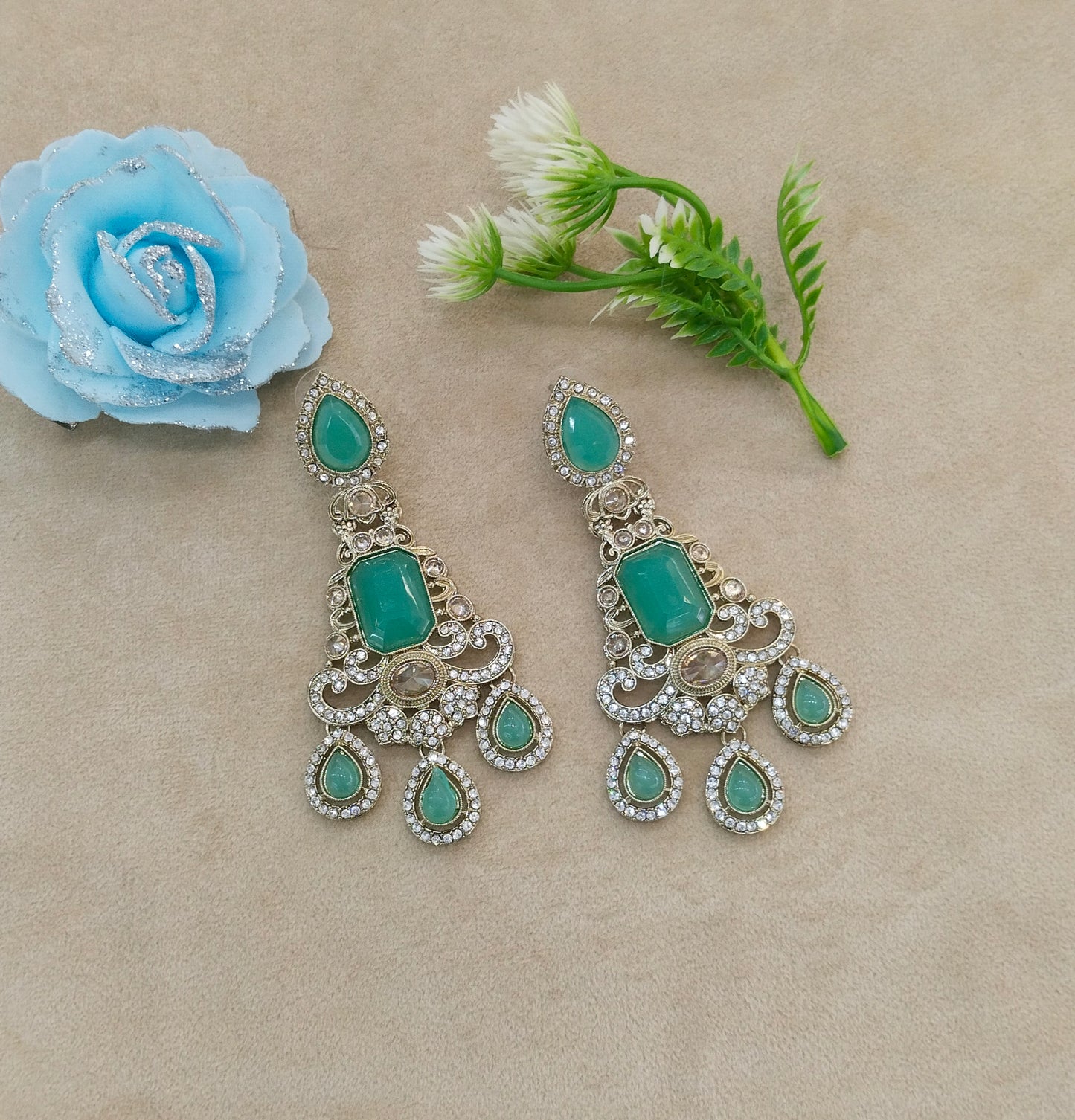 Antique Mint Bollywood Nitika Earrings