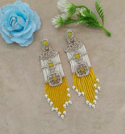Antique Yellow Bollywood Myna Earrings