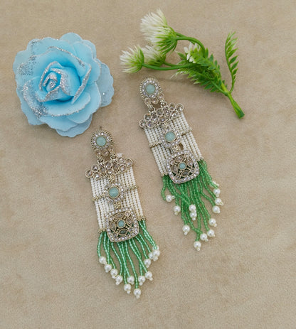 Antique Mint Bollywood Myna Earrings