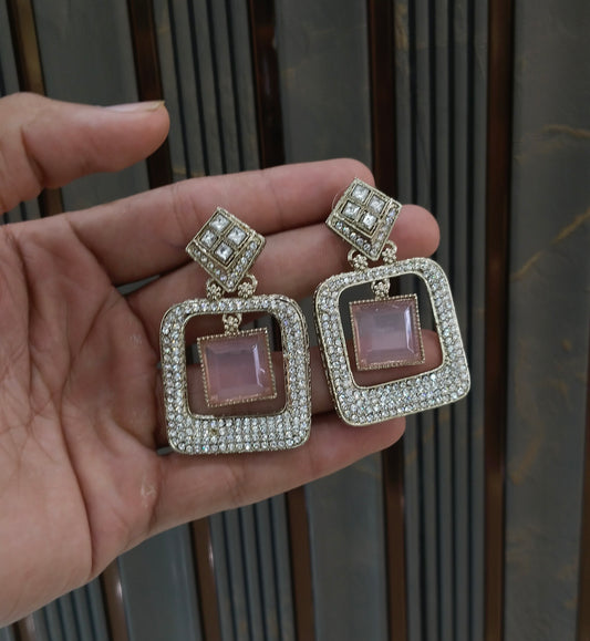 Antique Pink Bollywood Myna Earrings