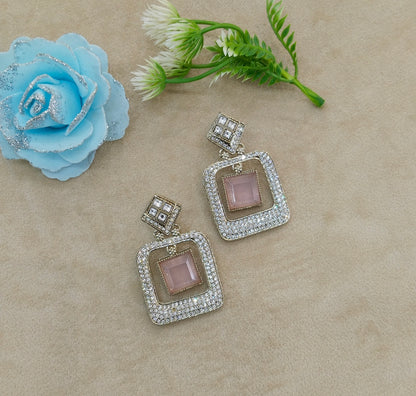 Antique Pink Bollywood Myna Earrings