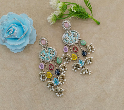 Antique Multi Color Bollywood Tony Earrings