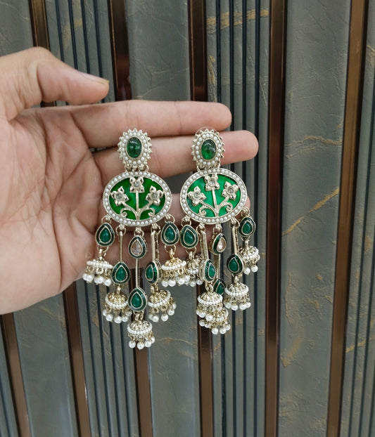 Antique Green Bollywood Tony Earrings