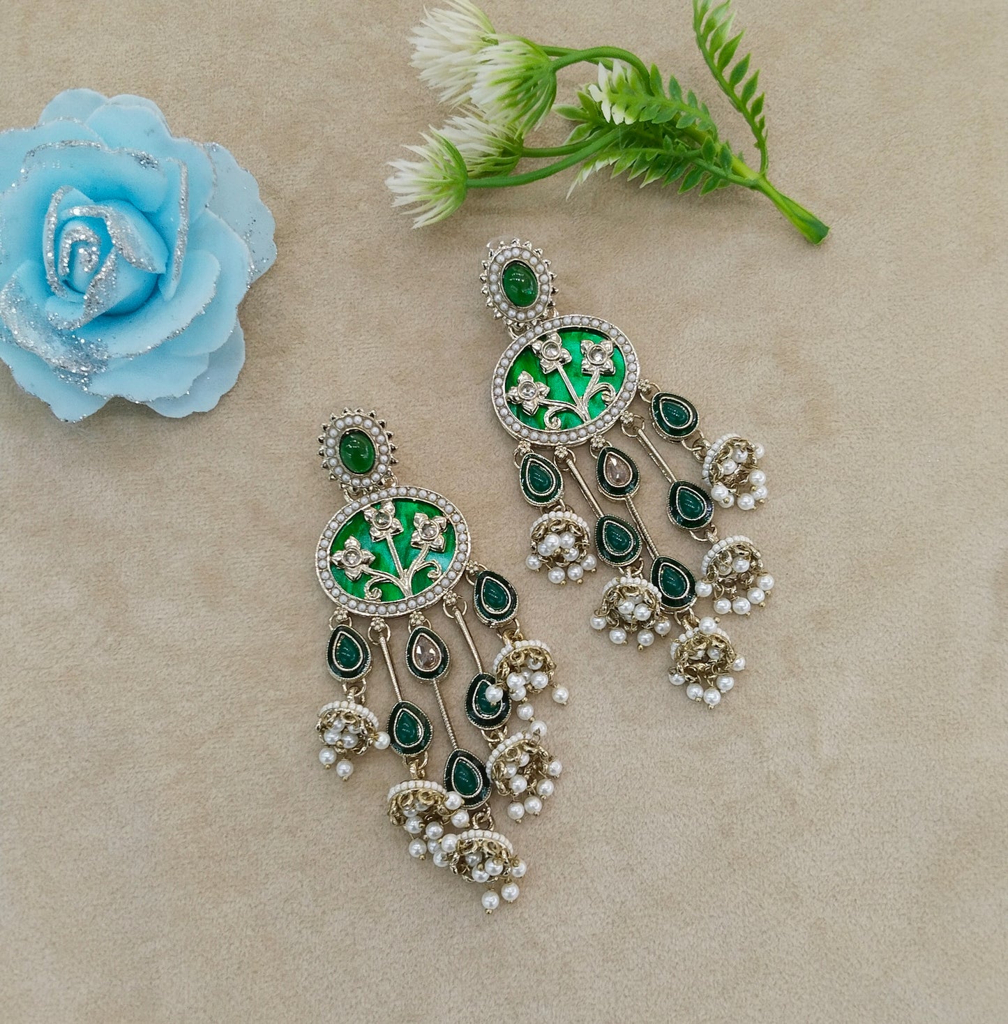 Antique Green Bollywood Tony Earrings