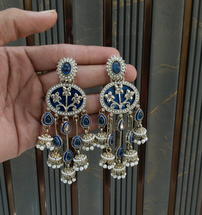 Antique Blue Bollywood Tony Earrings