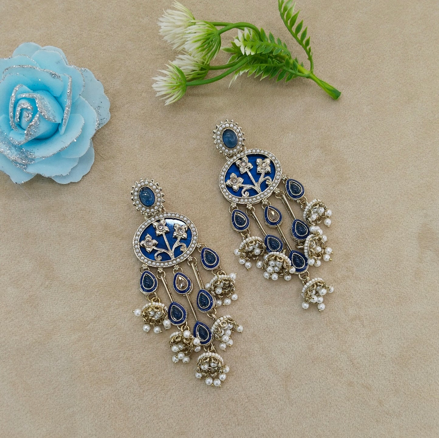Antique Blue Bollywood Tony Earrings