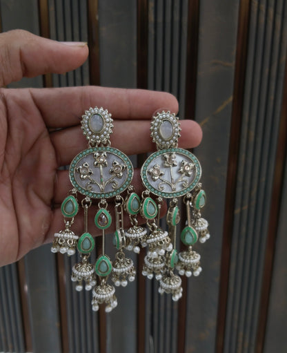 Antique Mint Bollywood Tony Earrings