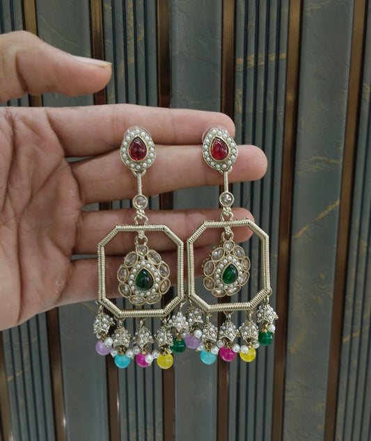 Antique Multi Color Bollywood Ratan Earrings
