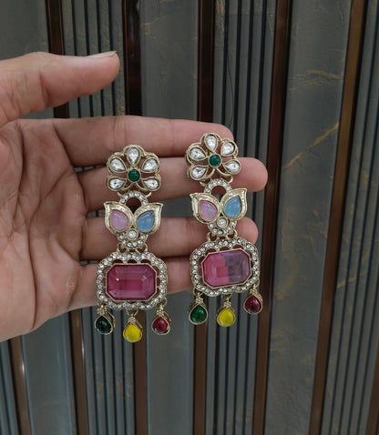 Antique Multi Color Bollywood Ratan Earrings