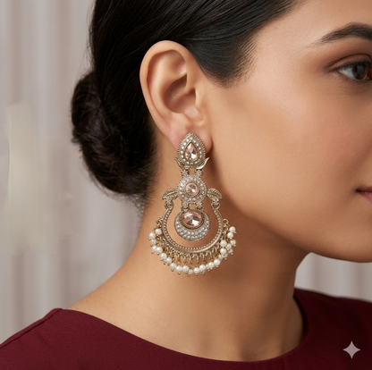 Antique Gold Bollywood Ratan Earrings