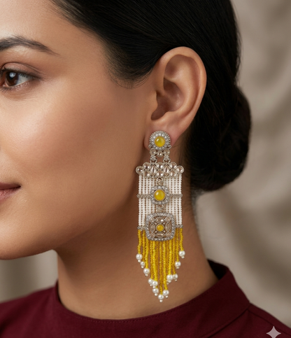 Antique Yellow Bollywood Myna Earrings