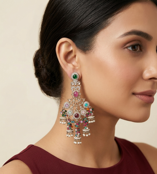 Antique Multi Color Bollywood Ratan Earrings