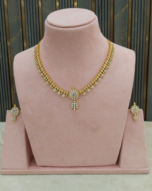 Gold American Diamond Ad Maron Necklace Sets