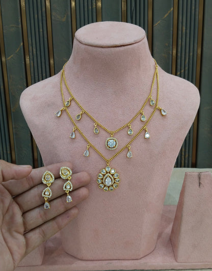 Gold American Diamond Ad Disny Necklace Sets