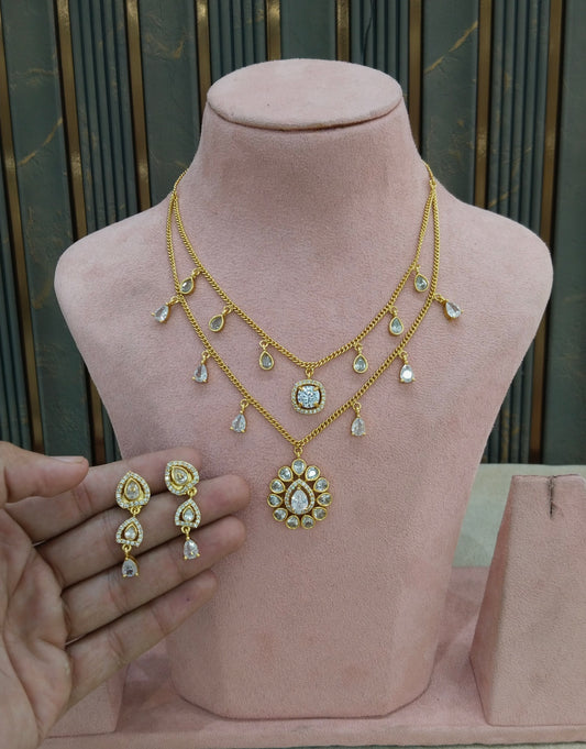 Gold American Diamond Ad Disny Necklace Sets