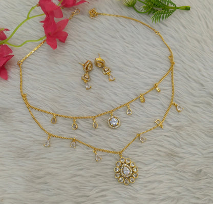 Gold American Diamond Ad Disny Necklace Sets