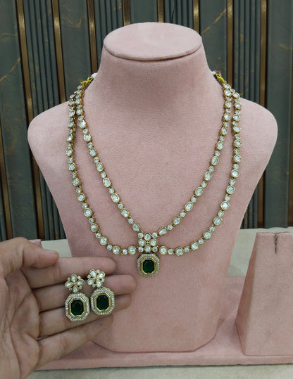 Antique Moissanite Green Kundan Necklace Jewellery Erin Set