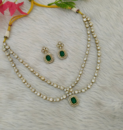 Antique Moissanite Green Kundan Necklace Jewellery Erin Set