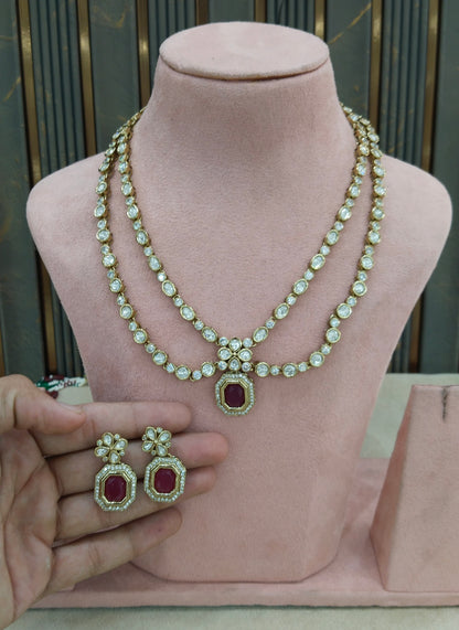 Antique Moissanite Ruby Kundan Necklace Jewellery Erin Set