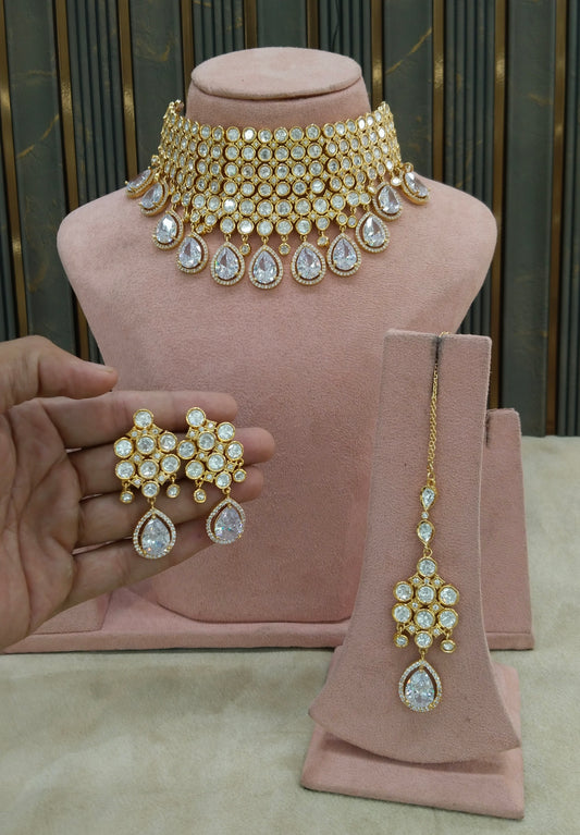 Gold Uncut Kundan Choker Jewellery Margo Set