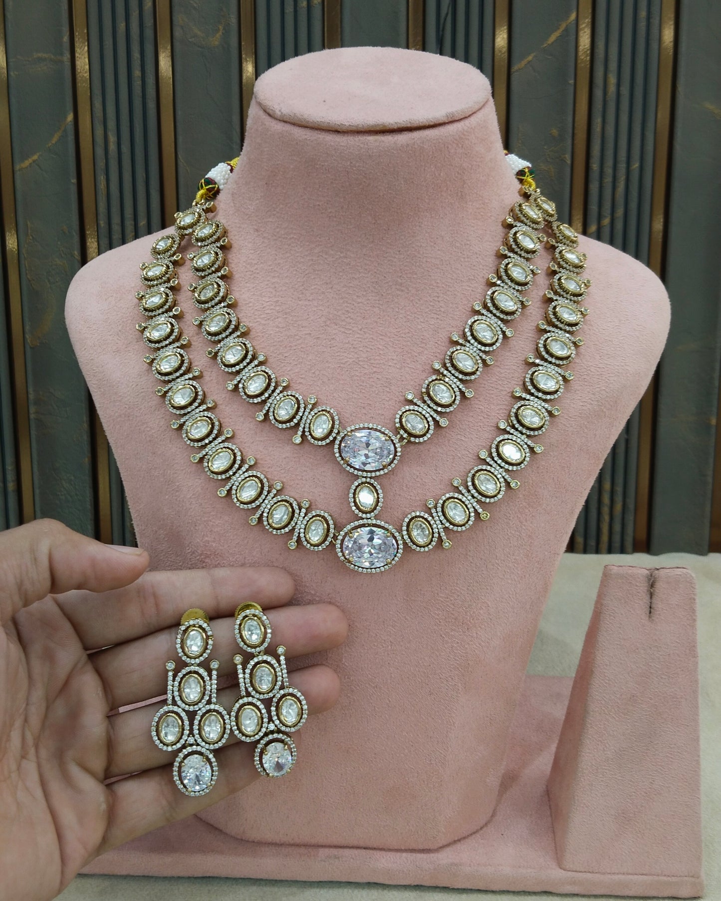 Antique Moissanite Kundan Necklace Jewellery Erin Set