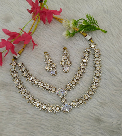 Antique Moissanite Kundan Necklace Jewellery Erin Set