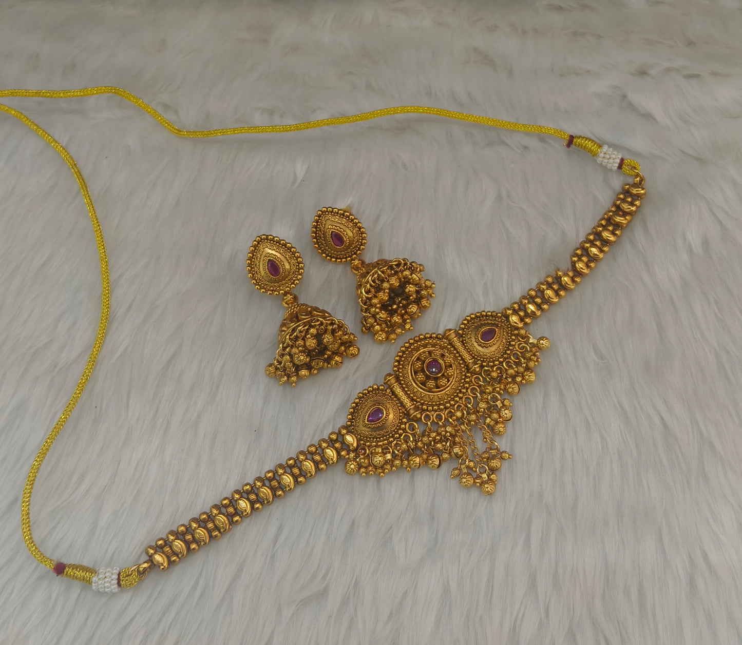 Gold Polki Ruby Choker Kirtika Jewellery Polki Set