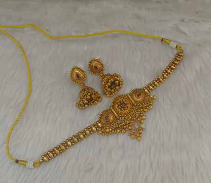 Gold Polki Ruby Choker Kirtika Jewellery Polki Set
