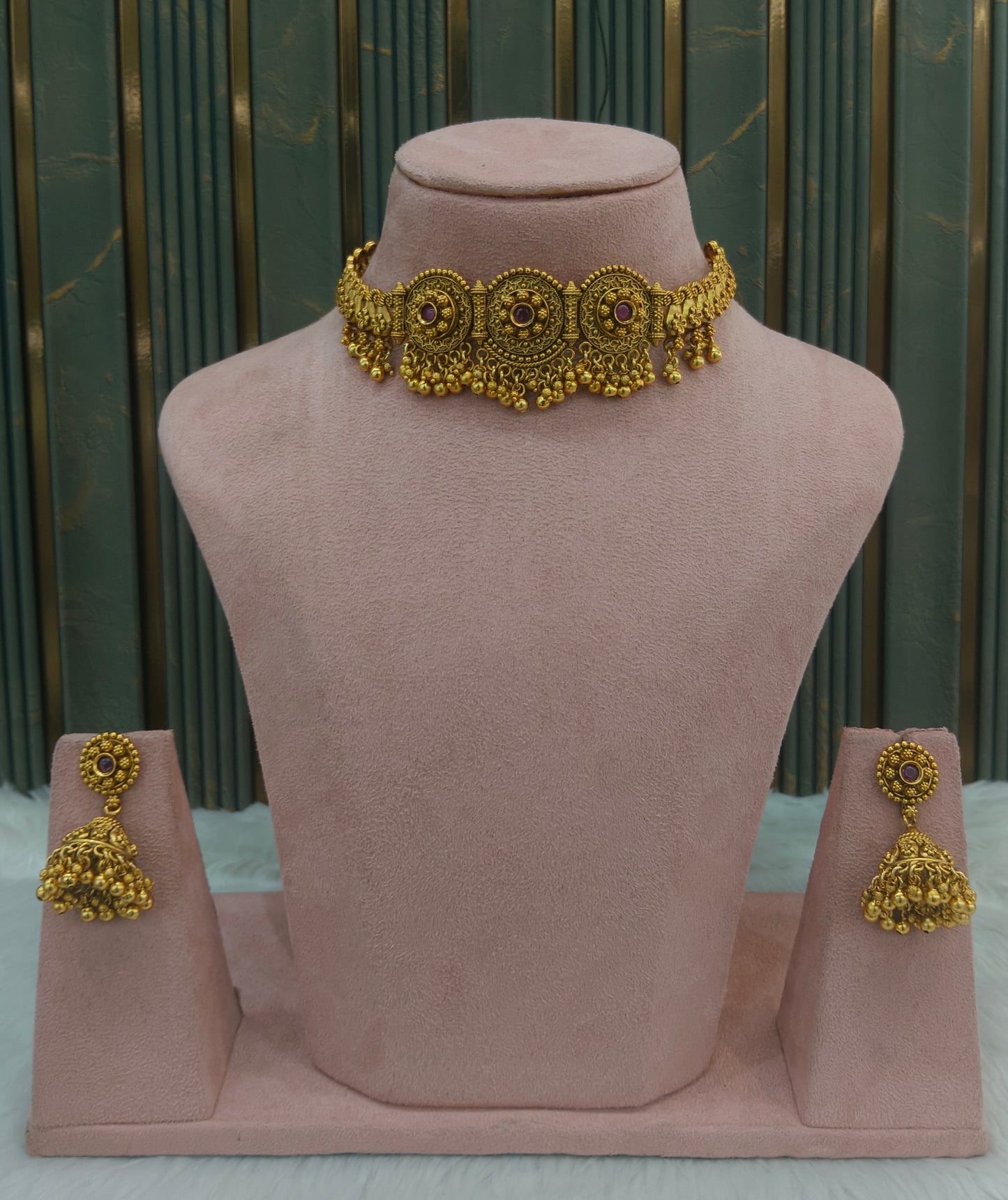 Gold Polki Ruby Choker Kirtika Jewellery Polki Set