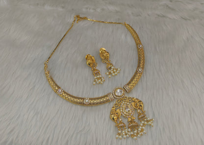 Gold CZ Necklace Jewellery Simi Set
