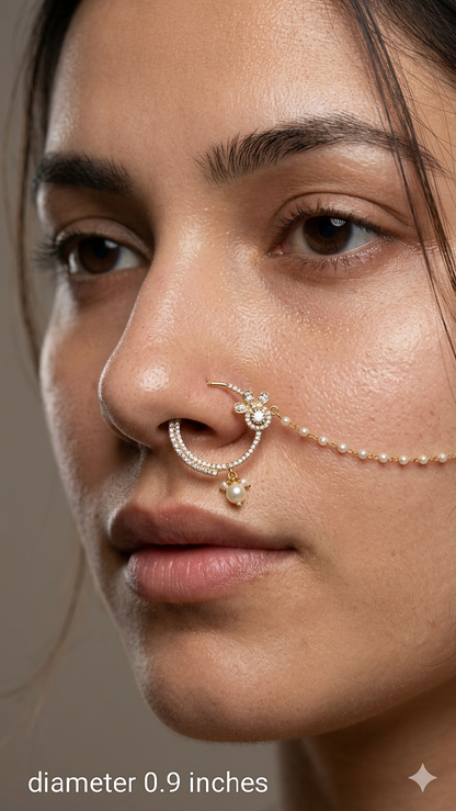 Nose ring bridal nathini for non pierced nose