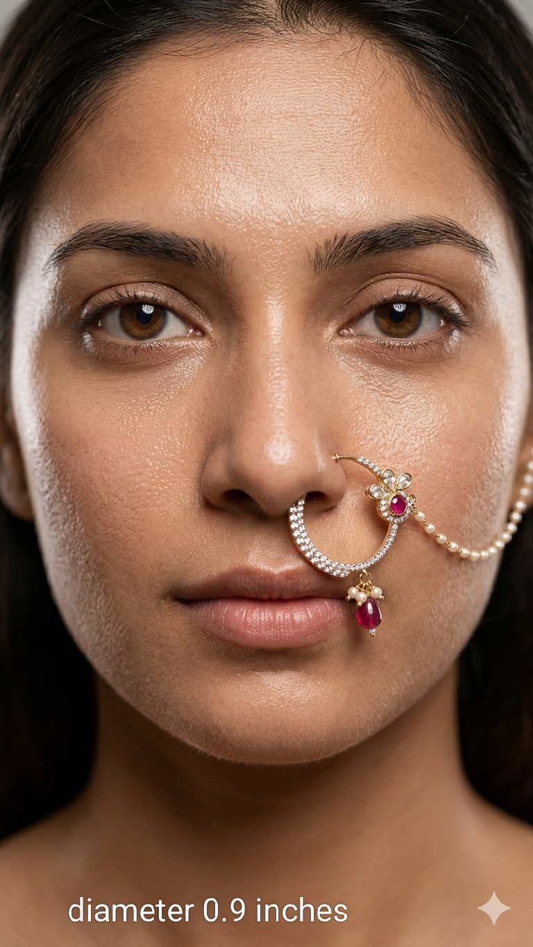Nose ring bridal nathini for non pierced nose