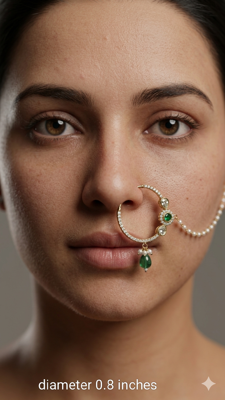 Nose ring bridal nathini for non pierced nose