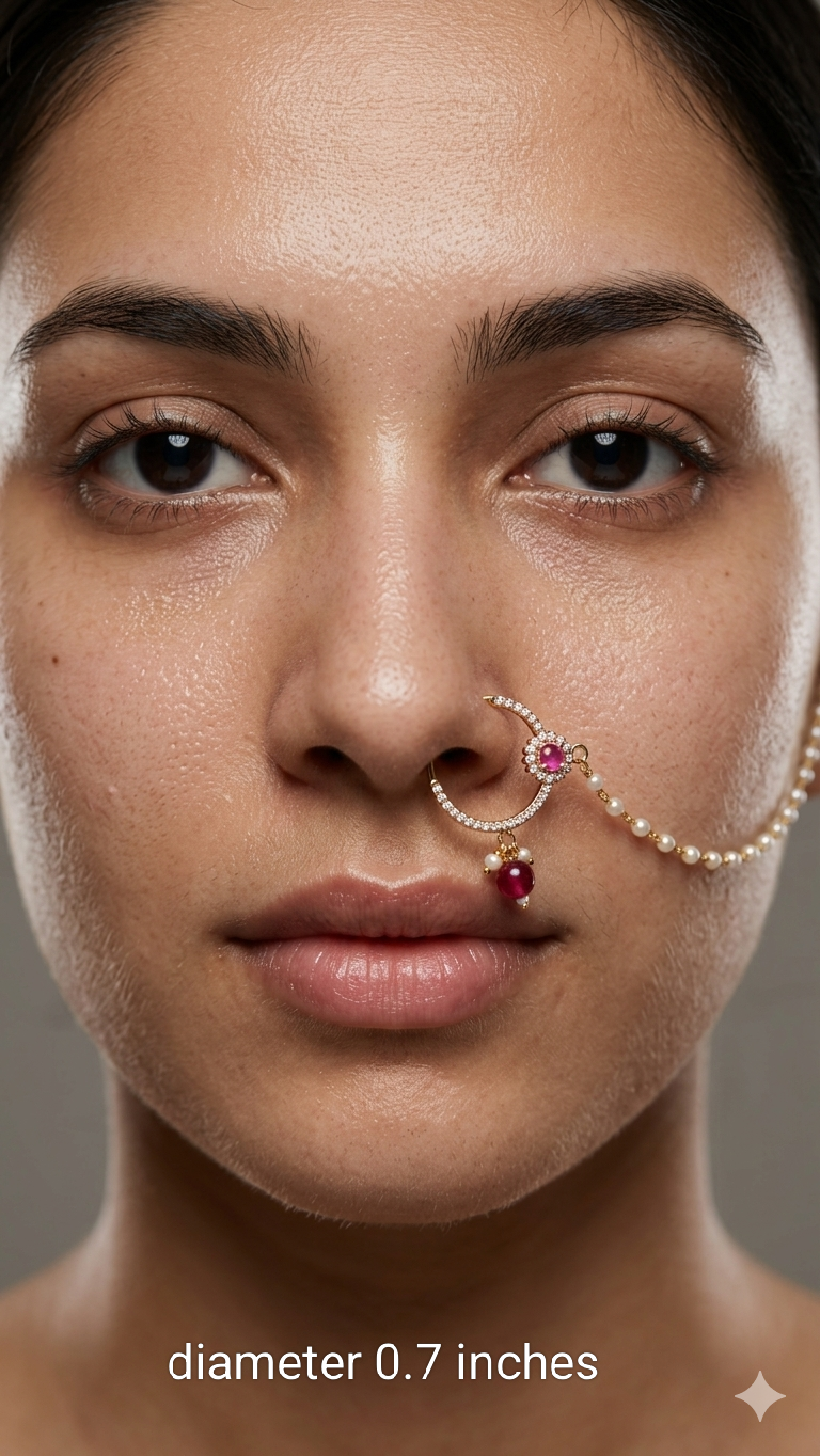 Nose ring bridal nathini for non pierced nose