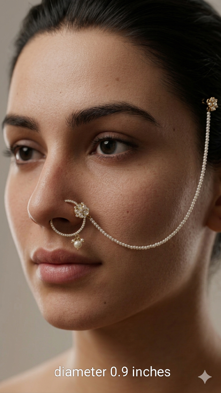 Nose ring bridal nathini for non pierced nose