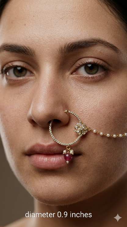 Nose ring bridal nathini for non pierced nose