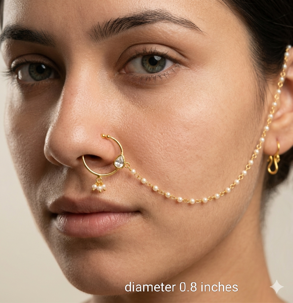 Nose ring bridal nathini for non pierced nose