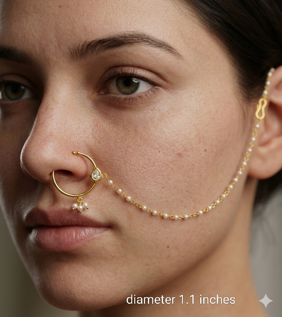 Nose ring bridal nathini for non pierced nose
